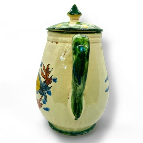 70’s VTG Mexican Pottery Pitcher Hand Painted Fish Artist Signed Folk Tropical - Picture 3 of 13